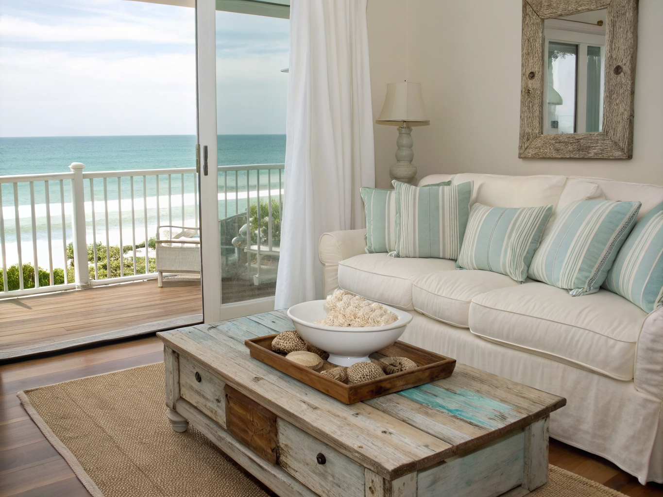 Pristine vacation rental interior overlooking the Florida coast